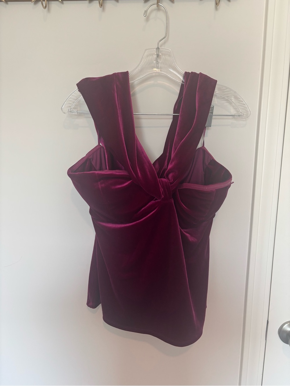 Parker Velvet Twist-Front Sleeveless Top - Burgundy